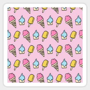 Ice cream and popsicle patter in pink Sticker